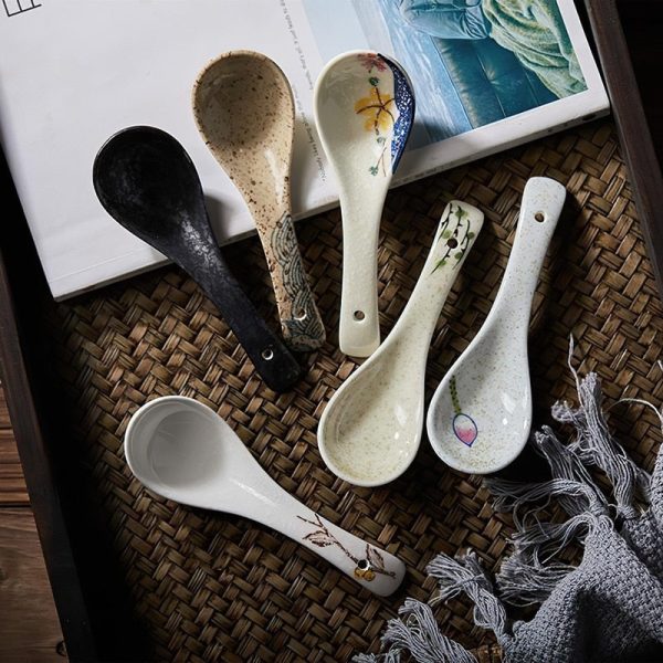 Japanese ceramic spoon, asian style ramen and rice spoon - Image 2