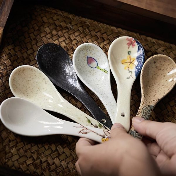 Japanese ceramic spoon, asian style ramen and rice spoon - Image 3