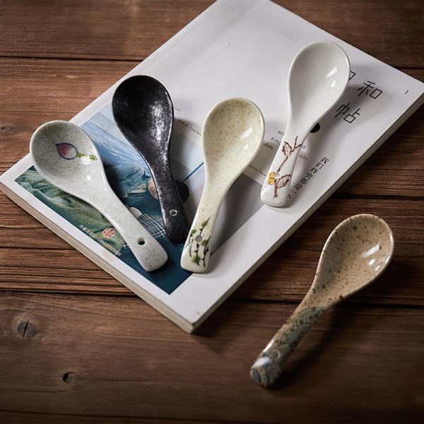 Japanese ceramic spoon, asian style ramen and rice spoon - Image 5