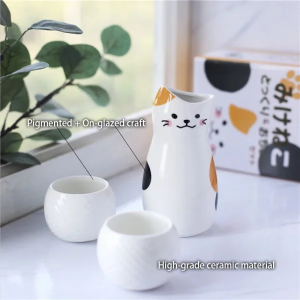 Japanese maneki neko sake set - Image 3