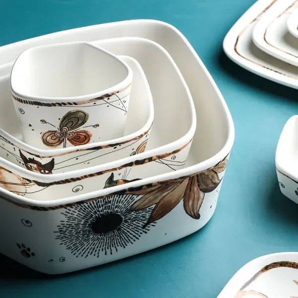 Ceramic cat tableware bowls and plates - Image 6