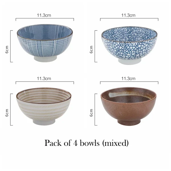 Set of 4pcs 4.5 Inches Ceramic Rice Bowls - Image 2