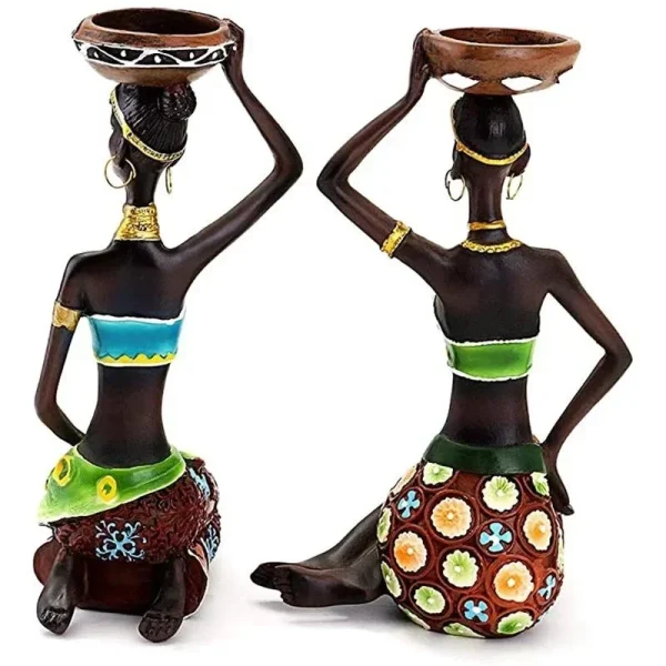 Candle holder African woman 8.5 inch - Image 3