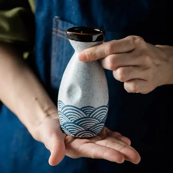 Ceramic Sake Wine Set 1 Pot 4 Cups - Image 4