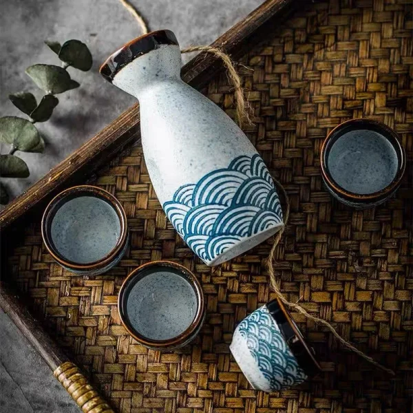 Ceramic Sake Wine Set 1 Pot 4 Cups