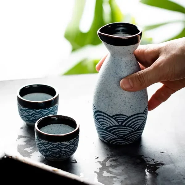 Ceramic Sake Wine Set 1 Pot 4 Cups - Image 5