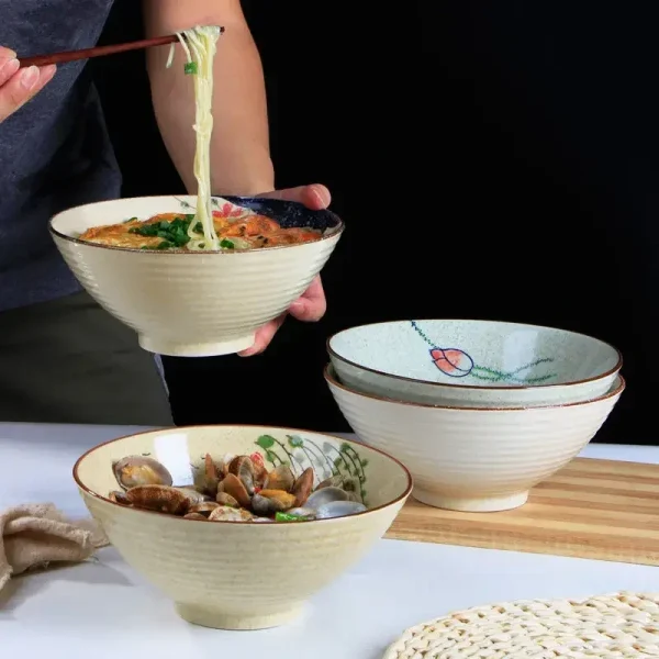8 inch Japanese Ceramic Ramen Bowl - Image 2