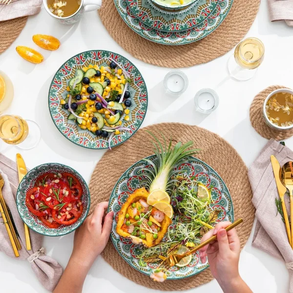 Set of 16Pcs Ceramic Dinnerware Mandala Pattern - Image 6