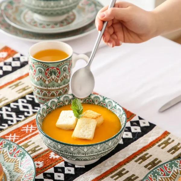 Set of 16Pcs Ceramic Dinnerware Mandala Pattern - Image 4