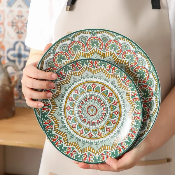 Set of 16Pcs Ceramic Dinnerware Mandala Pattern - Image 3